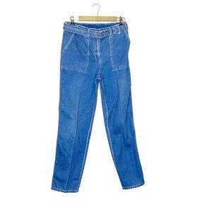 Vintage 90s Size 8 Ralph Lauren Jeans Green Label Denim Trouser Grommet Belt